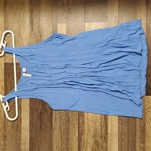 Elle Pleated Rayon Blue Tank Top Woman's Size Small